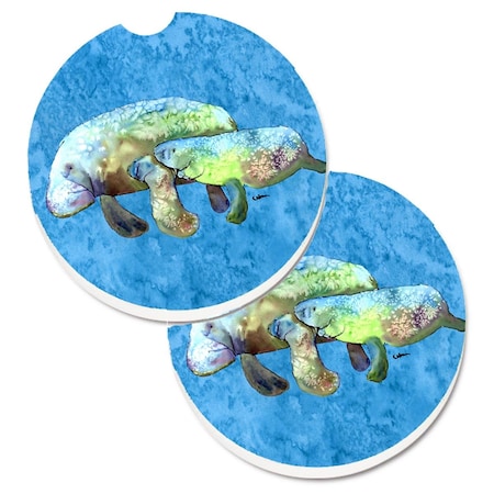 Carolines Treasures Manatee Set of 2 Cup Holder Car Coaster 8660CARC